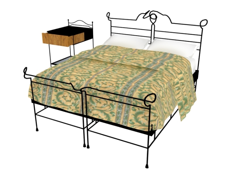 床模型2资料下载-简单铁艺床3D模型下载