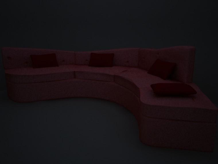 红色台灯3D模型资料下载-红色现代沙发3D模型下载
