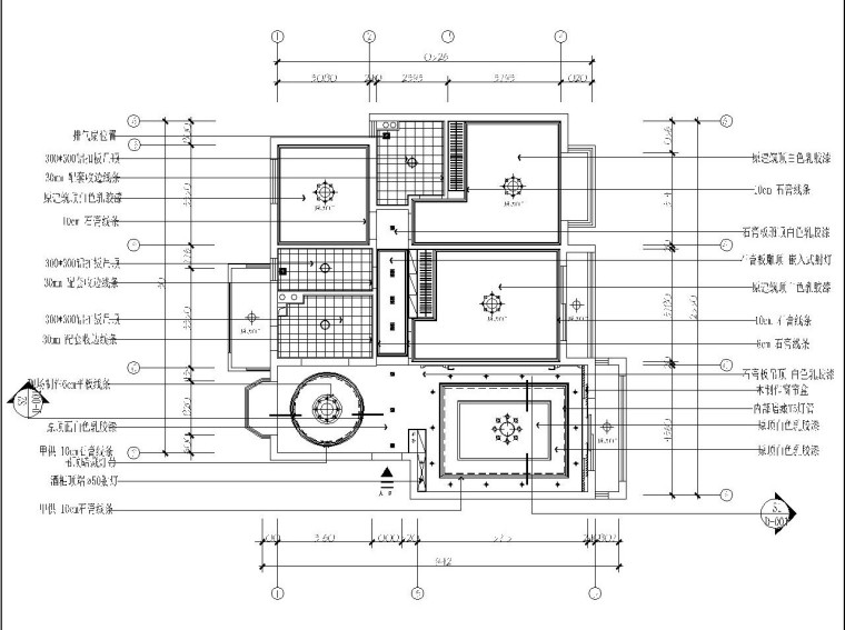 欧式风格三居室施工图设计及效果图-天花布置图