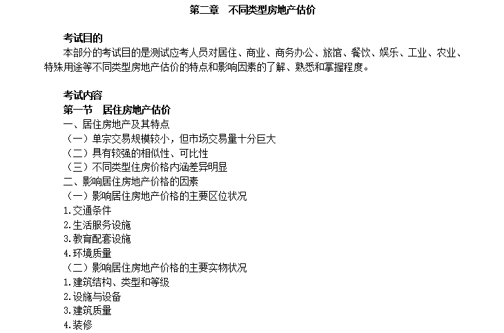 房地产项目开发大纲资料下载-房地产估价案例与分析大纲总结