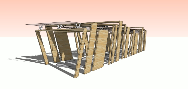 木质廊架3d模型资料下载-[景观小品]现代廊架设计模型.skp