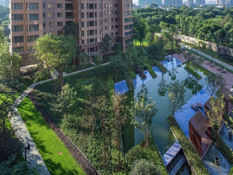 成都景观cad资料下载-成都仁恒滨河湾住宅景观