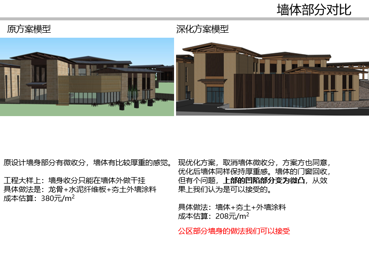 希尔顿酒店建筑设计方案文本-墙体部分对比