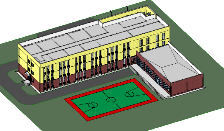 学校建设项目可研资料下载-BIM模型-revit模型-学校模型