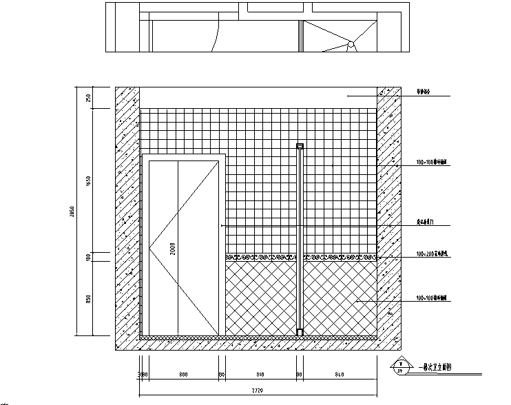 [上海]欧式古典宫廷500平米独栋别墅设计施工图（附效果图)-次卫立面图