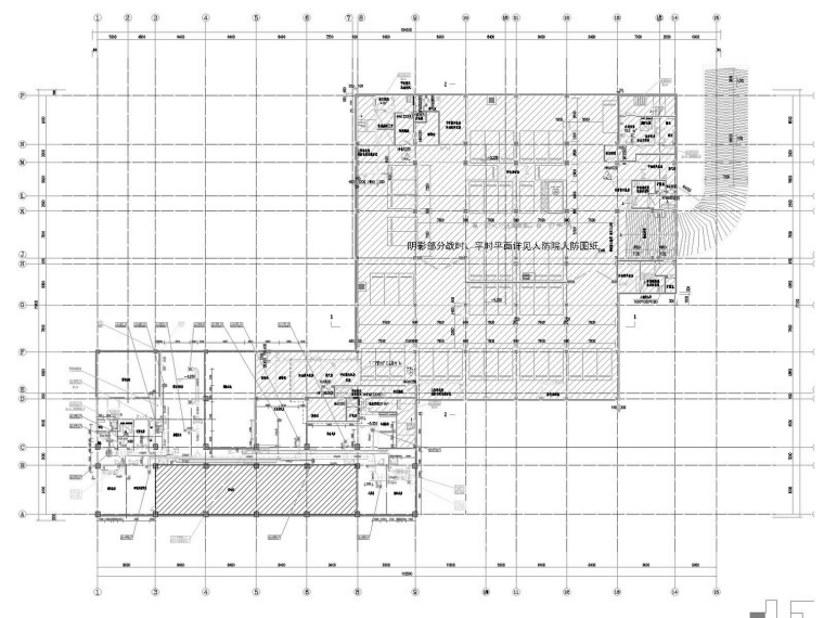 [江苏]高层实验楼空调通风及防排烟系统设计施工图（人防设计）-地下一层通风平面图.jpg