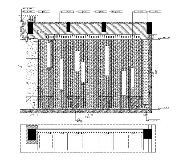 [漳州]后现代风格售楼处全套装修施工图及效果图-洽谈区立面图1