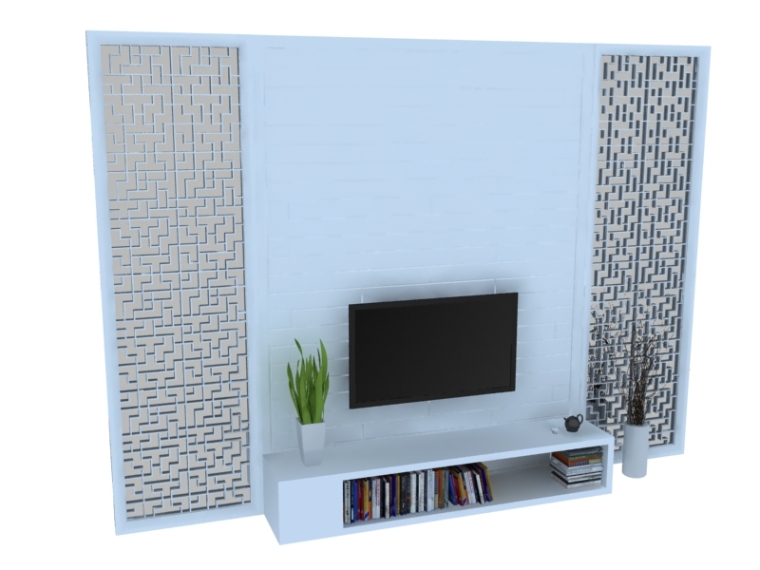 电视背景墙模型资料下载-家庭电视墙3D模型下载