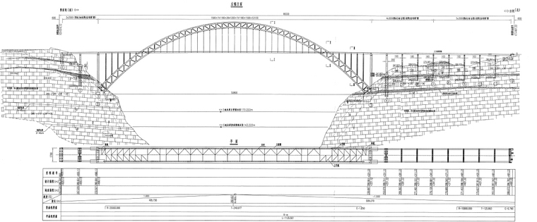 5km双向四车道一级公路工程施工图2038张PDF（含斜拉桥钢桁架拱桥T梁桥连续梁桥隧道）-桁架式拱桥桥型布置图