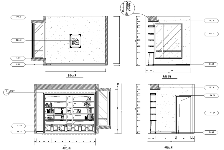 [广东]广州-欧式景观园室内设计施工图及效果图-书房立面图