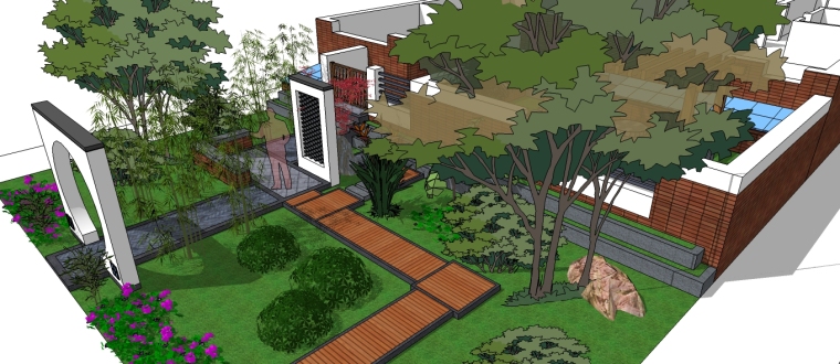 30套精美别墅庭院景观设计su模型-SU草图大师庭院花园模型 (4)