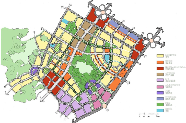 [山东]知名地产青岛四方生态新都中心城市概念规划（现代商业）B-1区域规划