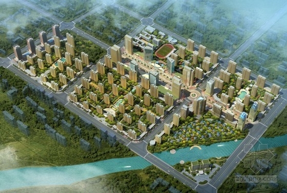 居住社区中心设计方案资料下载-[山东]绿色大型住宅区规划及单体设计方案文本（含CAD）