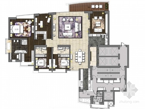 豪华海景公寓设计资料下载-[上海]海景公寓室内装修方案（名师设计）