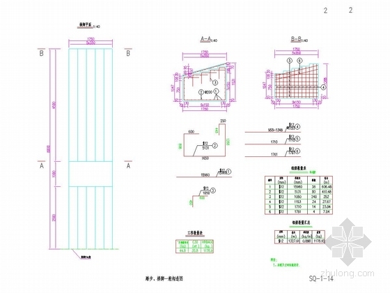 [山东]一跨35m支架现浇预应力混凝土变截面简支箱梁人行桥设计图纸24张附计算书-踏步、梯脚一般构造图