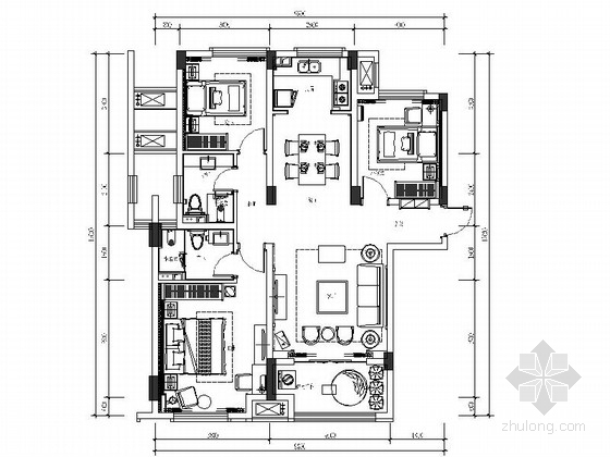 现代简欧图片资料下载-[北京]最新案例3室2厅现代简欧室内设计施工图（含效果图）