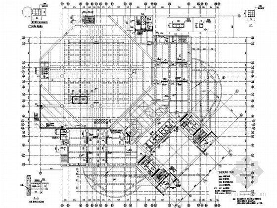 [北京]20层（局部25层）框支结构变为一般剪力墙结构酒店改造加固设计图纸（地下三层 箱基）-三层结构加固平面图 