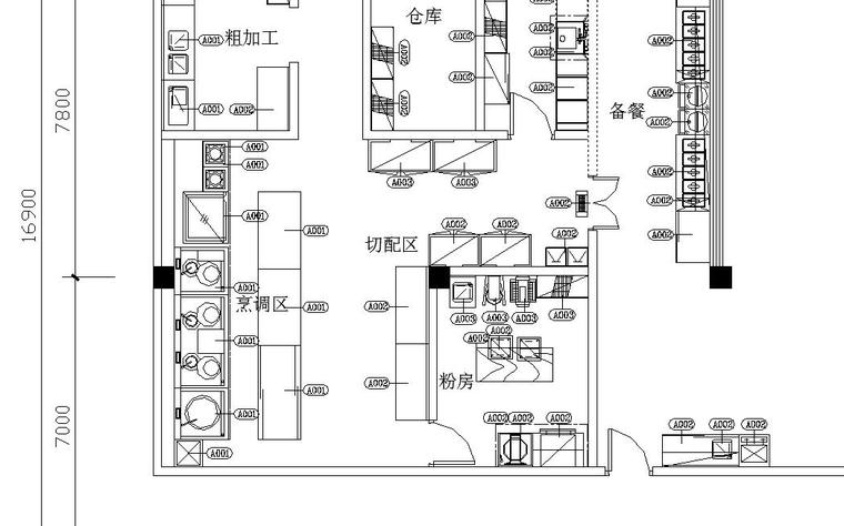 某厨房设备电系统图-员厨设备布置图