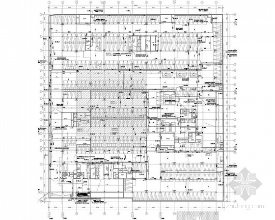 [上海]知名多层商业办公建筑给排消防施工图（气体灭火 自动喷淋）-地下二层给排水及消防平面图 