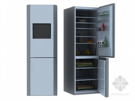 单开门冰箱su模型资料下载-智能冰箱3D模型下载
