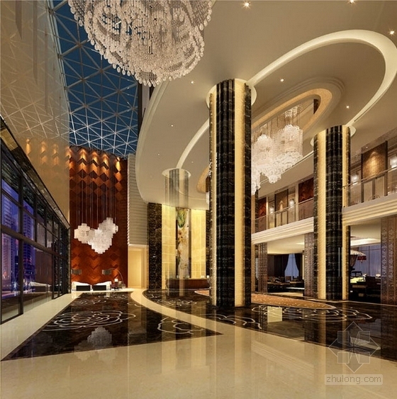 [湖南]原创地标性高档国际五星级酒店室内装修图（含效果）大堂效果图