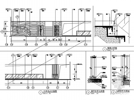 [广西]中国奇石之乡高档奢华洗浴会所室内装修施工图（含效果及实景）走廊立面图