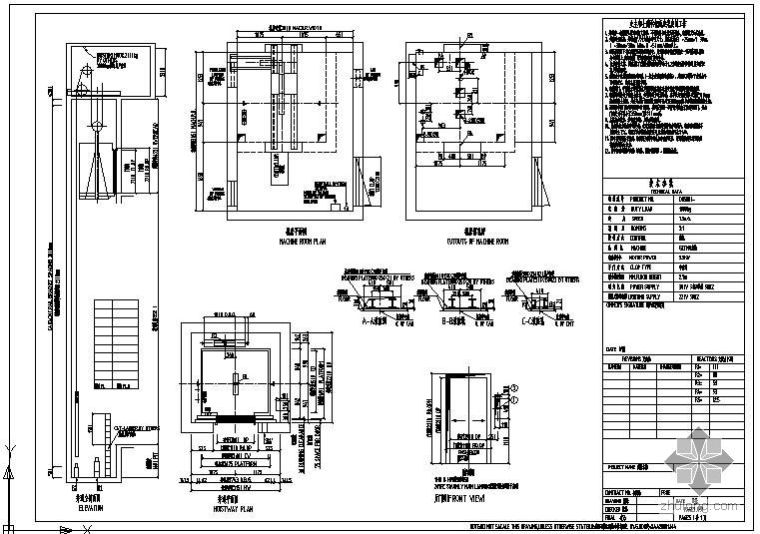 5层教学楼5000平资料下载-某OH5000-1000-1.5单电梯节点构造详图