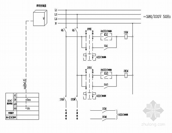 BAS排风系统控制系统图资料下载-11_BAS照明系统监控原理示意图