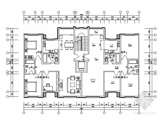 2021年高层住宅户型图资料下载-某板式小高层住宅户型图（125/125）