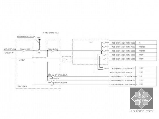 [四川]某科研院所综合楼精装修电气图纸（客房区、餐饮区）-综合楼客房配电箱系统图