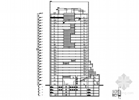 [深圳]超高层金融大厦建筑设计方案文本（含2个地块）-超高层金融大厦剖面图