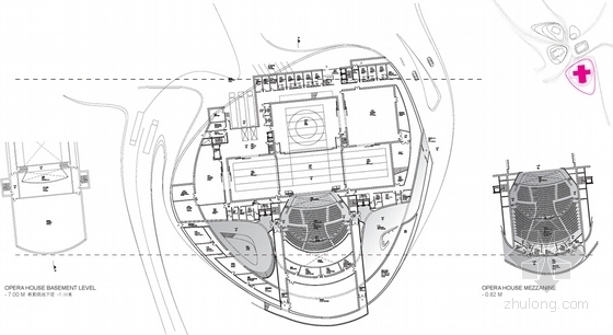 [江苏]知名省级现代风格多层大剧院竞标方案文本（国外某知名女建筑师）-现代风格多层大剧院各层平面图