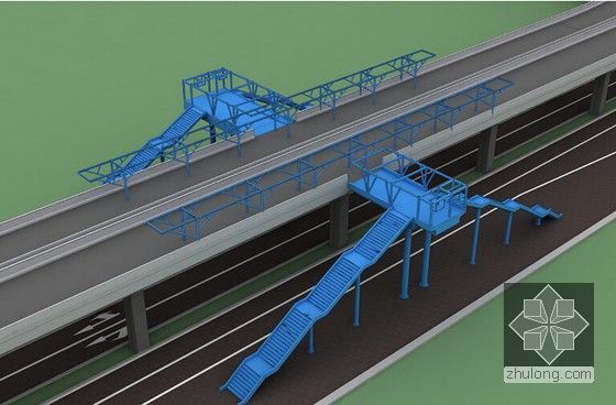 [四川]BRT通道8条匝道高架桥市政道路工程总承包施工组织设计671页（附图精美）-人行天桥示意图