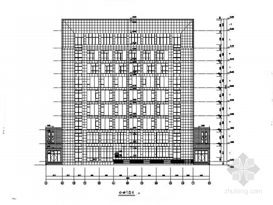 [安徽]九层石材外墙县级综合档案馆建筑施工图-九层石材外墙县级综合档案馆建筑立面图