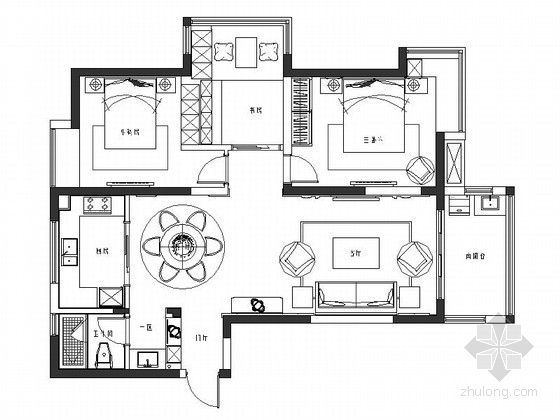 简约居住小区设计资料下载-[扬州]高档小区简约温馨2居室室内设计CAD施工图（含效果图）