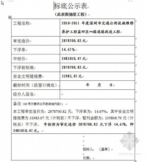 维修加固预算清单资料下载-2010年深圳市某道路改造工程预算审核实例