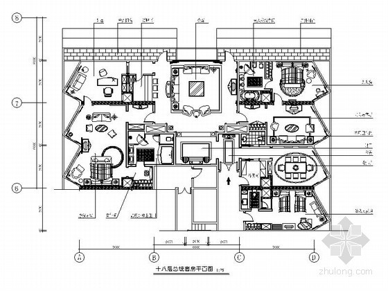 四星级商务酒店全套施工图资料下载-[深圳]某国际四星级商务酒店总统套房施工图（含效果）