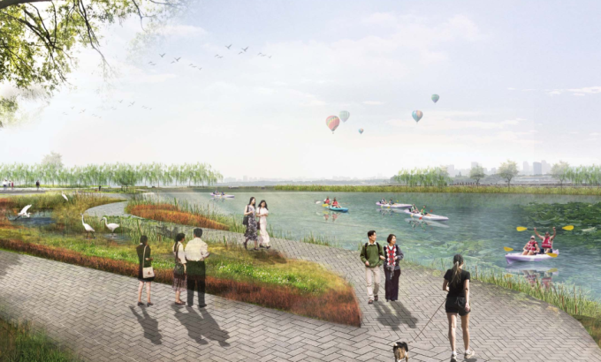 滨湖景观建筑资料下载-[湖北]绿色半岛滨湖生态湿地公园景观设计方案（2017最新）