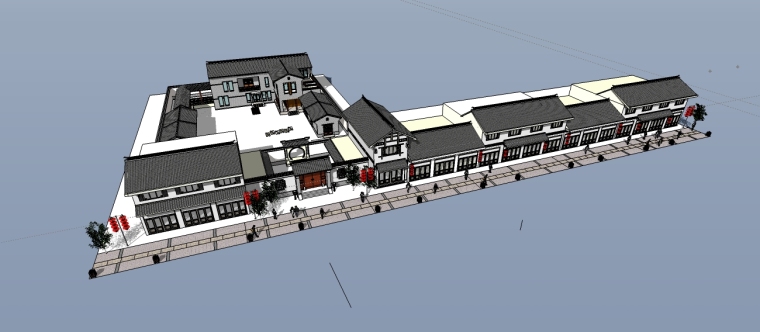 4套中式商业街规划资料下载-中式精品商业街模型设计