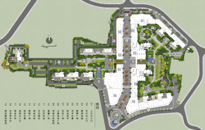 [广西]新中式岭南文化特色商业居住区景观设计方案（2016最新）-景观总平面图