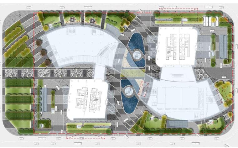 [浙江]]银川绿地办公商业中心景观方案设计文本（PDF+83页）-01 总平面图