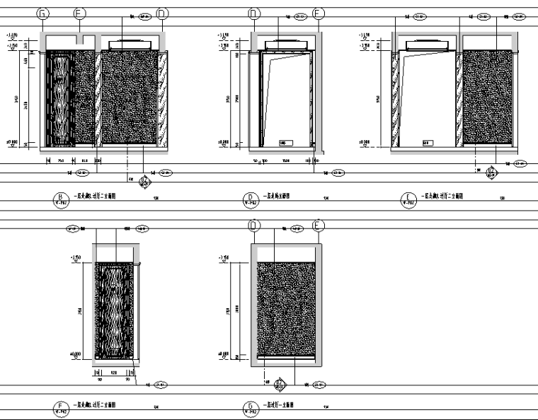 [云南]湖景林菀750平米住宅设计施工图（附效果图）-过厅立面图