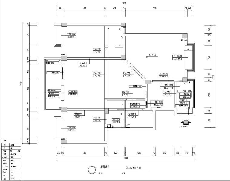 中西合璧混搭风格家居施工图设计-原始结构图