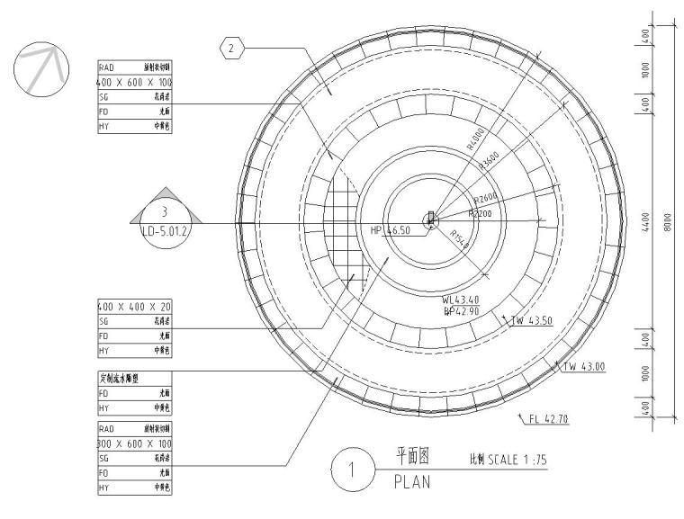 圆形特色水景设计详图-01 平面图