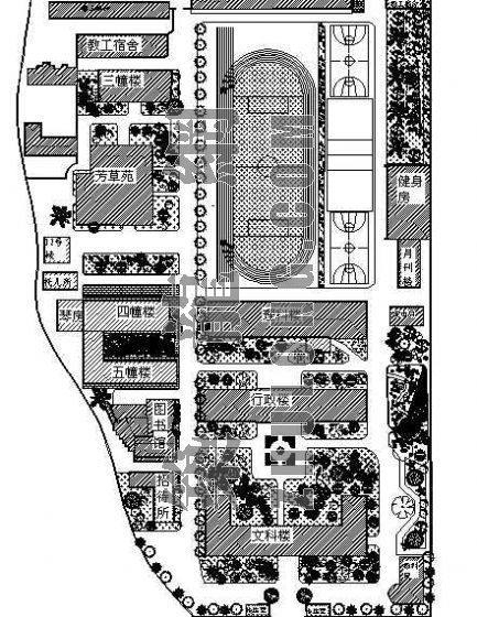 中学校园规划建筑设计资料下载-某中学校园环境绿化图