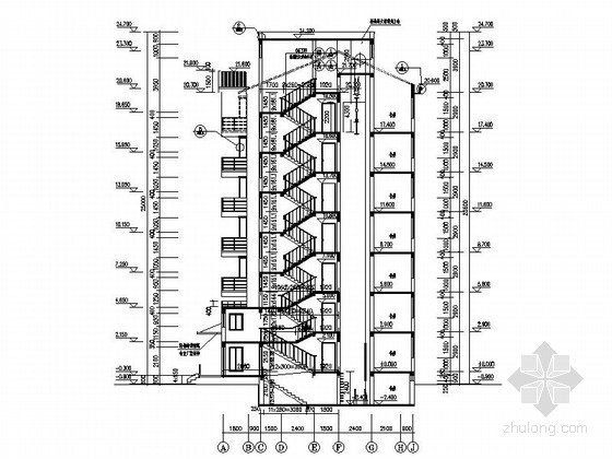 某七层坡屋顶住宅建筑施工图（南梯）- 