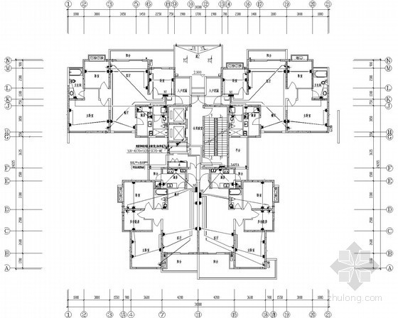 33层住宅楼强弱电施工图纸（图纸清晰）-2~30层偶数层电力平面图 
