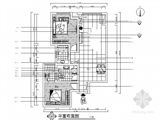 北京住宅三居室资料下载-[北京]中式风情三居室室内CAD装修施工图（含效果图）