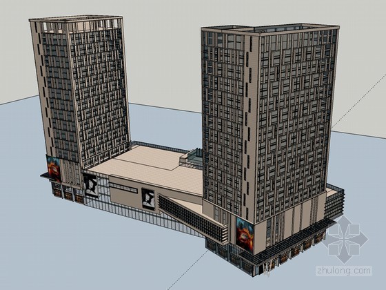 现代塔楼办公建筑su模型资料下载-办公建筑SketchUp模型下载