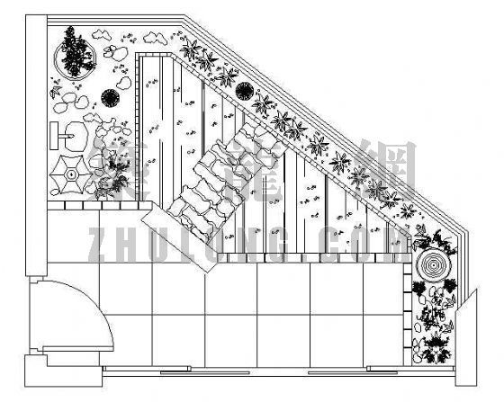 屋顶绿化植物设计资料下载-某别墅屋顶阳台绿化设计图